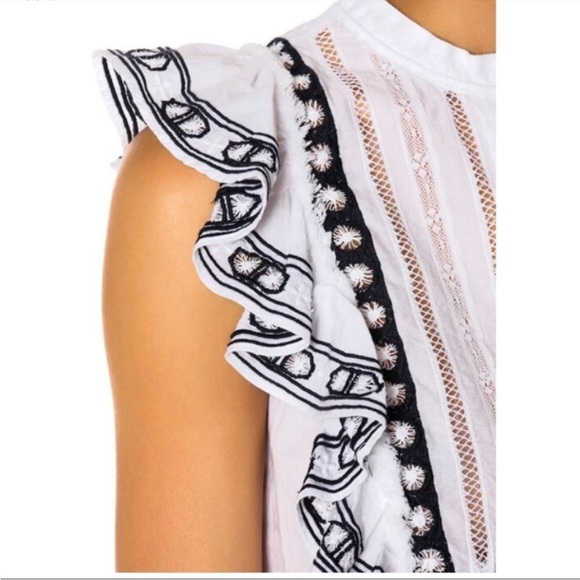 Sea New York Boho Lace Bib Ruffle Top - Picture 3 of 8